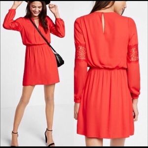 NWT🎉 Express Coral Lace Inset Dress. Size XS.